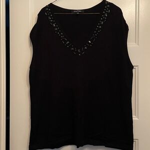 Black knit sleeveless top